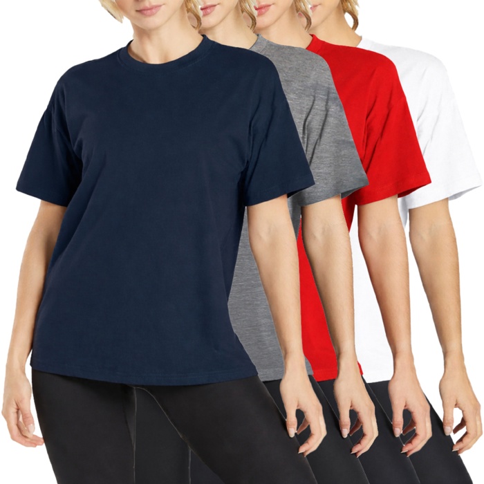 Women's 4-Pack Casual Crew Neck T-Shirt Tee (S-3XL)